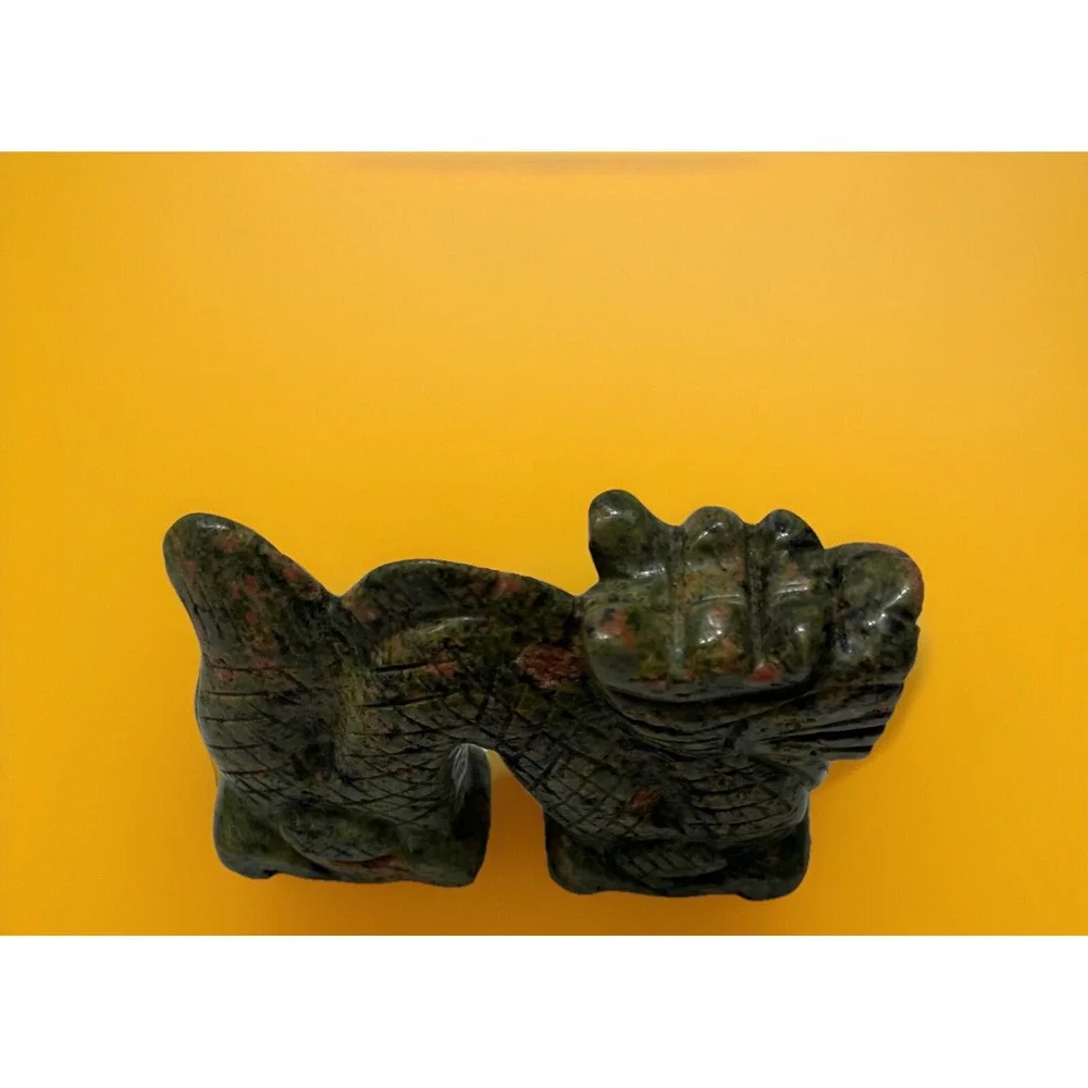 Unakite Feng Shui Stone Carved Animal Natural Rock Mineral Carving Green Pink‎ - Picture 4 of 9